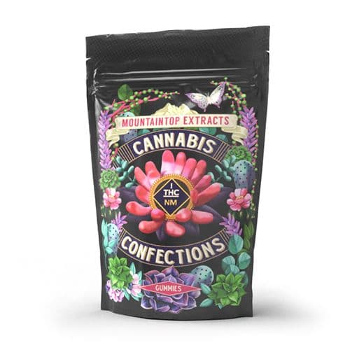 a packaging photo of cannabis gummies from Mountaintop Extracts on a white backdrop.